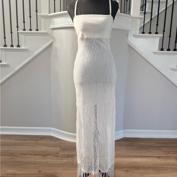 Ramy Brook Maddox Knit Lace Midi Dress Large Ivory NWT - Picture 2 of 4